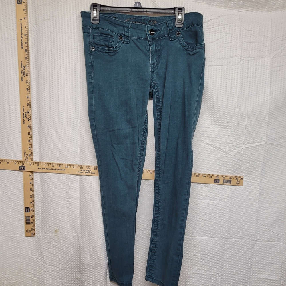 Seven7 Womens Teal Skinny Jeans Sizeโ 6 Low Rise Stretch Denim Pants Solid